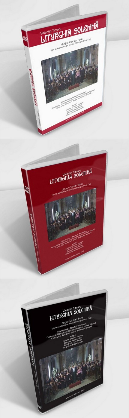 Coperti DVD Valentin Timaru "Liturghia solemna". Prima de sus a fost finalizată.